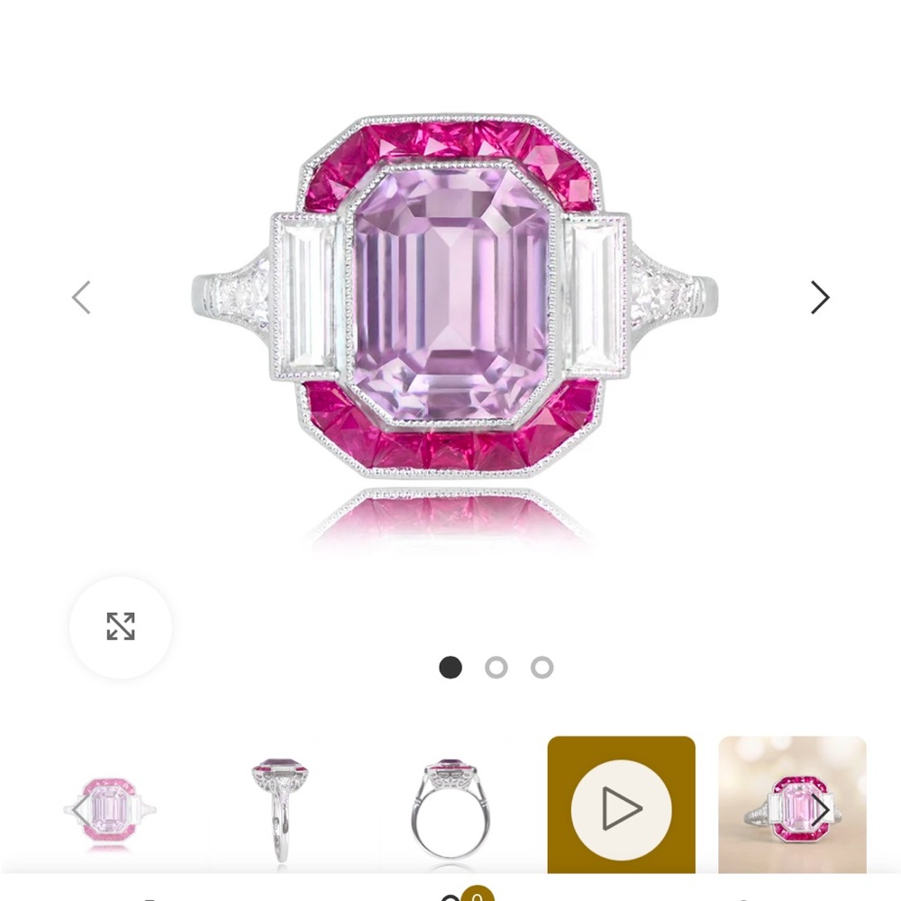 4.18 ct Kunzite Halo Belfort Ring - Picture 3 of 8